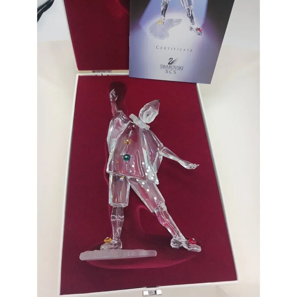 Swarovski SCS Pierrot The Jester Figurine 1999 Annual Edition with Box & Stand